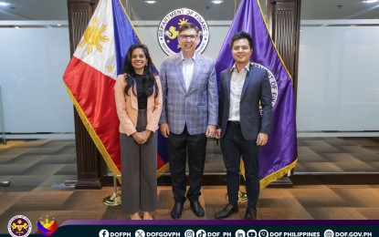 <p><strong>STAKEHOLDERS CONSULTATION</strong>. Netflix Public Policy Manager for Southeast Asia Shangari Kiruppalini (left), Department of Finance (DOF) Secretary Ralph Recto (middle), and Netflix Indirect Tax Senior Manager Davy Chen meet on Aug. 20, 2024 at the DOF office in Manila to discuss the bill on value-added tax for foreign digital service providers. Recto said the meeting was part of the stakeholder's consultation for the proposed bill. <em>(Photo from DOF)</em></p>