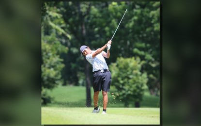 <p><strong>CHAMPION.</strong> Vito Sarines in action during the ICTSI Junior Philippine Golf Tour Luzon Series 5 at the Luisita Golf and Country Club in Tarlac on Wednesday (August 21, 2024). He won the tournament to claim his third straight title and fourth overall in the boys' 10-12 category. <em>(Contributed photo)</em></p>