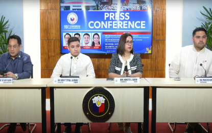 <p><strong>PUBLIC SERVICE</strong>. (From left) Lanao del Sur Rep. Zia Alonto Adiong, Iloilo 1st District Rep. Janette Garin, 1-Rider Rep. Rodge Gutierrez and La Union 1st District Rep. Francisco Paolo Ortega V hold a press conference at the House of Representatives on Wednesday (Aug. 21, 2024). The lawmakers said serving in the public sector entails surrendering a certain degree of privacy in reaction to Vice President Sara Duterte's claim that her security was compromised after a photo of her was taken at the Ninoy Aquino International Airport when she left for Germany at the height of Typhoon Carina. <em>(Screengrab)</em></p>