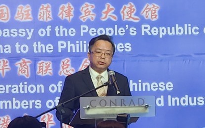 <p><strong>ECONOMIC AREA</strong>. Chinese Ambassador to the Philippines Huang Xilian delivers his speech at the Manila Forum for the Philippines-China Relations at the Conrad Hotel in Pasay City on Aug. 21, 2024. The Chinese envoy proposes the Greater Manila Bay Area, according to Filipino Chinese Chambers of Commerce and Industry, Inc. president Cecilio Pedro. <em>(PNA photo by Kris M. Crismundo)</em></p>