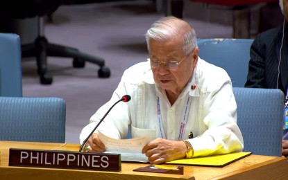 <p><strong>CONFLICT PREVENTION</strong>. Philippine Permanent Representative to the UN in New York Antonio Lagdameo delivers the country’s statement during a high-level open debate of the United Nations Security Council (UNSC) in New York on Aug. 21, 2024. The Philippines has urged the UNSC to advance a comprehensive and context-specific approach in conflict prevention.<em> (Photo courtesy of UN)</em></p>