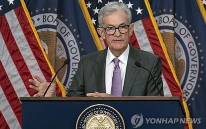 <p>Federal Reserve Board Chairman Jerome Powell speaks during a news conference at the Federal Reserve in Washington on July 31, 2024 in this photo released by the Associated Press. <em>(Yonhap)</em></p>