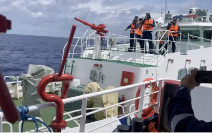 <p><strong>HARASSED.</strong> China Coast Guard ship 21551 that rammed BRP Datu Sanday near Escoda Shoal in the West Philippine Sea on Sunday afternoon (Aug. 25, 2024). The National Task Force for the West Philippine Sea said the latest harassment involved eight Chinese vessels. <em>(Screenshot from Inquirer.net video)</em></p>