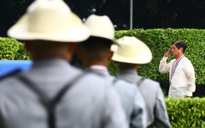 <p>President Ferdinand R. Marcos Jr. at the commemoration of National Heroes' Day at Libingan ng mga Bayani (Heroes Cemetery) in Taguig City on Monday (Aug. 26, 2024) <em>(PNA photo by Joan Bondoc)</em></p>