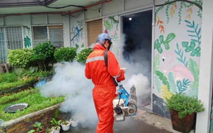 <p><strong>ANTI-DENGUE MEASURE</strong>. The Bacolod City Health Office conducts fogging inside a public school campus in late July as part of the measures to fight dengue. On Tuesday (Aug. 27, 2024), Dr. Ma. Carmela Gensoli, city health officer, urged residents of Bacolod to revive the 4 o’clock habit of cleaning the surroundings as dengue cases increased by almost 118 percent in the city. <em>(Photo courtesy of Bacolod City Health Office)</em></p>