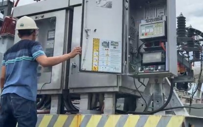 <p><strong>POWER SUPPLY</strong>. The Negros Electric and Power Corp. commissions the 10-megavolt amperes (MVA) mobile substation to normalize power supply to households under the feeders of the Alijis substation on Monday (Aug. 26, 2024). “With the entry of the 10 MVA, rotational brownouts and manual load shedding already stopped,” Negros Power chief operating officer Bernard Bailey del Castillo said on Tuesday (Aug. 27). <em>(Screenshot from Negros Power Facebook video)</em></p>