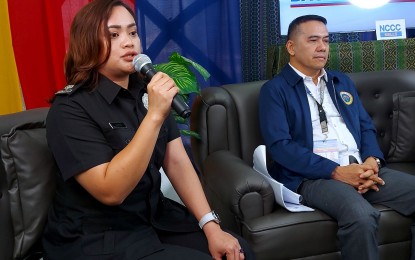 <p><strong>BARRED ALIENS.</strong> Queenie Joy Jang, the Bureau of Immigration–Davao Region deputy head for operations (left), bares that at least 74 aliens of various nationalities were denied entry to the region as of August 2024. During the Kapihan sa Bagong Pilipinas episode in Davao City on Tuesday (Aug. 27, 2024), Jang said two of those foreigners were found to be wanted by The International Criminal Police Organization (Interpol). <em>(PNA photo by Robinson Niñal Jr.)</em></p>