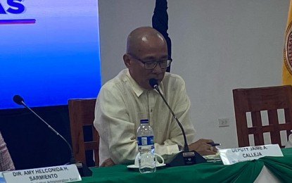 <p><strong>JUSTICE SERVED</strong>. Lawyer Jaime Calleja, deputy regional prosecutor, reports on the achievements and accomplishments of the Department of Justice through the Regional Prosecution Office (DOJ-RPO) from 2022 to 2024 during the 14th edition of "Kapihan sa Bagong Pilipinas" at the DSWD regional office in Legazpi City on Tuesday (Aug. 27, 2024). He said trafficking in person cases in Bicol have been 100 percent resolved<em>. (PNA photo by Connie Calipay) </em></p>