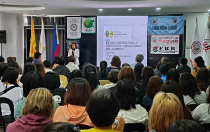 <p><strong>EYE CARERS</strong>. Over a hundred village day care and health workers in Baguio City participate in the basic screening training conducted by the Baguio Eye Health Team on Wednesday (Aug. 28, 2024) at the University of Baguio Centennial Hall. The program is part of the Department of Health’s blindness prevention program. <em>(PNA photo by Liza T. Agoot)</em></p>