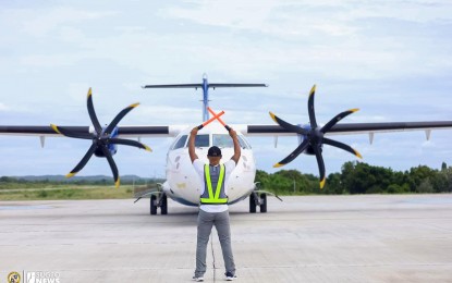 <p><strong>MAIDEN FLIGHT</strong>. The 72-seater ATR twin-engine turboprop aircraft of King Aces Travel and Tours lands at the Bantayan Island Airport on Wednesday morning (Aug. 28, 2024) during its maiden flight from Mactan-Cebu International Airport. Cebu Governor Gwendolyn Garcia said the flight from Mactan will boost tourism on Bantayan Island. <em>(Photo courtesy of Cebu Capitol PIO)</em></p>