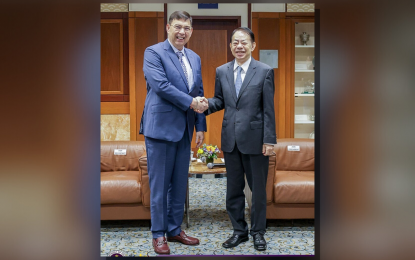 <p><strong>ADDITIONAL SUPPORT</strong>. Finance Secretary Ralph Recto (left) and Asian Development Bank (ADB) President Masatsugu Asakawa pose for a photo during a high-level meeting on Wednesday (Aug. 28, 2024) at the ADB headquarters in Mandaluyong. During the meeting, Asakawa said the ADB will provide additional support for the country's climate action initiatives. <em>(Photo from DOF)</em></p>