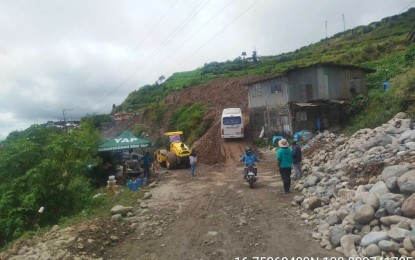 <p><strong>NOW OPEN</strong>. The Pilando section of Halsema Highway on Bakun-Buguias, Benguet is now passable to light vehicles after the landslide on Aug. 23, 2024. The Department of Agriculture said supply and prices of vegetables remain stable. <em>(Photo courtesy of DPWH-CAR Facebook)</em></p>