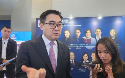 <p><strong>ADDITIONAL PROJECTS</strong>. Special Assistant to the President for Investment and Economic Affairs Secretary Frederick Go answers questions from reporters on the sidelines of the Franchise Asia Philippines 2024 International Franchise Conference at the SMX Convention in Pasay City on Monday (Sept. 2, 2024). Go said there were more projects presented to the Luzon Economic Corridor Steering Committee for investments.<em> (PNA photo by Kris M. Crismundo)</em></p>