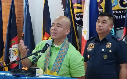 <p><strong>CRIME PREVENTION. </strong> National Police Commission Regional Director Lawyer Jerome Asuga (left) says they will orient Parent Teacher Associations (PTA) in various schools in Western Visayas on crime prevention and reporting this 30th National Crime Prevention Week. In a media conference at Camp Martin Delgado in Iloilo City on Monday (Sept. 2, 2024), he said the intention is to lessen the victims of crimes, especially the youth.  <em>(PNA photo by PGLena)</em></p>
<p> </p>