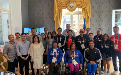 <p><strong>FILIPINO COMMUNITY SUPPORT.</strong> Filipino Paralympians visit the Philippine Embassy in Paris, France on Sunday (Sept. 1, 2024). Philippine Ambassador to France Junever Mahilum-West urged the Filipino community in France to support the Filipino Paralympians in their quest for medals. <em>(Photo from PSC)</em></p>