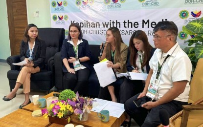 <p><strong>SUSPECTED MPOX CASES.</strong> Dr. Dyan Zubelle Parayao (center), chief of DOH-12 Regional Epidemiology and Surveillance Unit (RESU), discusses prevention measures against mpox during a press conference in Koronadal City on Monday (Sept. 2, 2024). Parayao also revealed that two suspected cases of mpox infection have been recorded in Soccsksargen, although confirmatory lab tests are still pending.<em> (Photo courtesy of DOH-12)</em></p>
<p><em> </em></p>