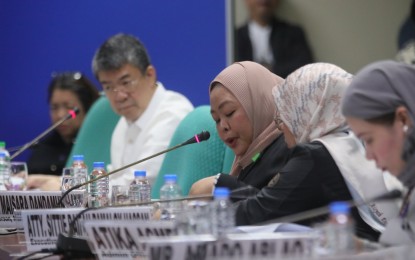 <div class="caption my-4">
<p><strong>BUDGET HEARING.</strong> Senate Minority Leader Aquilino Pimentel III (left) listens to <span class="x193iq5w xeuugli x13faqbe x1vvkbs x1xmvt09 x1lliihq x1s928wv xhkezso x1gmr53x x1cpjm7i x1fgarty x1943h6x xudqn12 x3x7a5m x6prxxf xvq8zen xo1l8bm xzsf02u x1yc453h" dir="auto">Marawi Compensation Board Chairperson Maisara Dandamun-Latiph during a budget hearing at the Senate in Pasay City </span>on Tuesday (Sept. 3, 2024). Latiph said they need 51 more plantilla positions to augment the agency’s current 122 plantilla and 82 contract of service positions. <em>(PNA photo by Avito Dalan)</em></p>
</div>