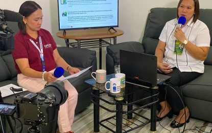 <p><strong>HEALTH PREPS.</strong> Dr. Dioharra Aparri (right), head of the Health Program Support Team of the Department of Health 13 (Caraga Region), provides an update on the ongoing measures against the health threat of the mpox virus, during a press conference in Butuan City on Wednesday (Sept. 4, 2024). She said surveillance schemes are in place at entry points in the region, and medical front-liners have been given orientations on symptom evaluation and other procedures for mpox cases.<em> (PNA photo by Alexander Lopez)</em></p>