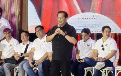 <p><strong>GOV’T SERVICE FAIR</strong>. Speaker Martin Romualdez delivers a message during the Bagong Pilipinas Serbisyo Fair (BPSF) in Davao City on Thursday (Sept. 5, 2024). Romualdez represented President Ferdinand R. Marcos during the 23rd stop of the BPSF. <em>(PNA photo by Zaldy De Layola)</em></p>