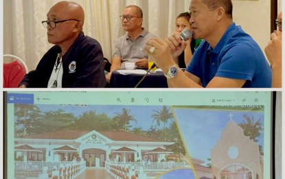 <p><strong>MEETING.</strong> Mayor Galicano Truita of Dauin, Negros Oriental (right, in blue) presents the Apo Island floating wharf project during a meeting at a hotel on Friday (Sept. 6, 2024). The project will commence construction in October and will be operational early 2025. <em>(PNA photo by Mary Judaline Flores Partlow)</em></p>