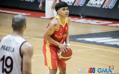 <p><strong>FREE SHOT.</strong> Rafael Are of San Sebastian College-Recoletos makes a free throw during their game against Letran in the NCAA Season 100 men's basketball tournament at FilOil EcoOil Centre in San Juan City on Sunday (Sept. 8, 2024). The Stags won, 91-84. (<em>NCAA photo)</em></p>