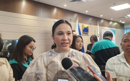 <p><strong>FOREIGN TRIP.</strong> Department of Trade and Industry (DTI) Acting Secretary Ma. Cristina Roque answers questions from the press in an interview at the DTI's new headquarters in Filinvest Building in Makati City on Tuesday (Sept. 10, 2024). Roque will visit Japan the next day for her first official foreign trip.<em> (PNA photo by Kris M. Crismundo)</em></p>