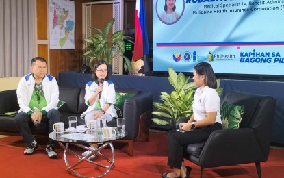 <p><strong>KONSULTA PACKAGE.</strong> Officers of the Philippine Health Insurance Corporation-Western Visayas present their accomplishments during the Kapihan sa Bagong Pilipinas forum in Iloilo City on Tuesday (Sept. 10, 2024). Field Operations Division officer-in-charge Bien Paul Obordo (left) said PhilHealth has already paid PHP72 million to Konsulta providers in Western Visayas. <em>(PNA photo by PGLena)</em></p>