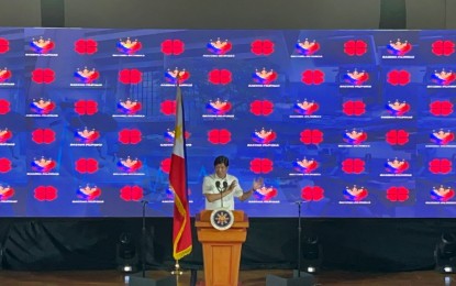 <p><strong>CASH AID</strong>. President Ferdinand R. Marcos Jr. leads the turnover of check donations worth PHP519.7 million to specialty hospitals Philippine Heart Center (PHC), the National Kidney Transplant Institute (NKTI), and the Lung Center of the Philippines (LCP) at the PHC building in Quezon City on Tuesday (Sept. 10, 2024). In his speech, Marcos said he hopes that the PHC, NKTI, and LCP would use the cash assistance to fund innovative health services and projects for Filipinos.<em> (PNA Photo by Ruth Abbey Gita-Carlos)</em></p>