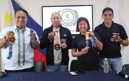 <p><strong>NIGHT RACE.</strong> Manila Sports Council (MASCO) head Roel de Guzman, PSA president Nelson Beltran of Philippine Star, Sunrise Events, Inc. president and general manager Princess Galura, and race director Julian Valencia (left to right) lead the Philippine Sports Association (PSA) Forum at the Rizal Memorial Sports Complex in Manila on Tuesday (Sept. 10, 2024). They discussed the upcoming ASICS Rock ‘n’ Roll Running Series Manila, which will be held at Rizal Park, Manila on Nov. 24. <em>(PNA photo by Jesus Escaros Jr.) </em></p>