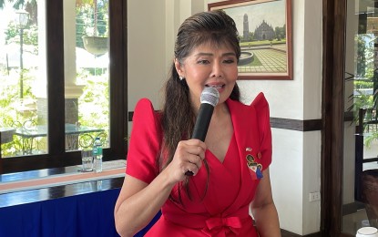 <p><strong>YOUTH PARTICIPATION IN AGRI</strong>. Senator Imee Marcos talks to the local media on Wednesday (Sept. 11, 2024) during the launching of the rice paddy art in Batac City, Ilocos Norte featuring her as an advocate of agricultural development. She expressed hope that through the Young Farmers Challenge program of the Department of Agriculture, the youth will be encouraged to go into farming.<em> (PNA photo by Leilanie Adriano)</em></p>