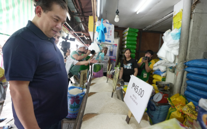 <p><strong>MARKET VISIT.</strong> Speaker Martin Romualdez visits Nepa-Q Mart in Quezon City on Wednesday (Sept. 11, 2024) to check on the prevailing rice prices. Romualdez confirmed drop in prices as inflation rate for rice slowed down in August with regular and well-milled rice now priced at PHP42 to PHP46 a kilo.<em> (Photo courtesy of House Press and Public Affairs Bureau) </em></p>