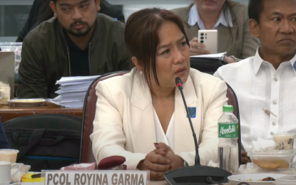 <p><strong>DETAINED.</strong> Former Philippine Charity Sweepstakes Office (PCSO) general manager and retired police colonel Royina Garma attends a House of Representatives investigation on Thursday (Sept. 12, 2024). The House quad committed ordered the detention of Garma for lying and evading questions. <em>(Screengrab)</em></p>