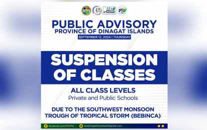 Classes, sea travel suspended in Dinagat due to enhanced monsoon