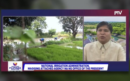 <p><strong>FOOD SECURITY.</strong> National Irrigation Administration (NIA) Administrator Eduardo Guillen says the agency’s transfer to the Office of the President (OP) is crucial in realizing the administration’s target to achieve food security during the Bagong Pilipinas Ngayon briefing on Thursday (Sept. 12, 2024). He said processing NIA's big-ticket projects would now be streamlined under the OP. <em>(Screengrab)</em></p>