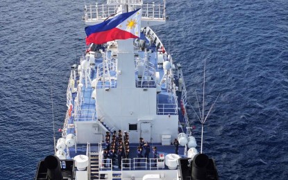 <p><strong>FLAG-RAISING.</strong> The ceremonial flag-raising of the Philippine flag aboard BRP Teresa Magbanua at Sabina Shoal in the West Philippine Sea during the 126th Independence Day on June 12, 2024. Senate President Pro Tempore Jinggoy Estrada said Monday (Sept. 16) that increasing budgetary support for the Philippine Coast Guard is necessary to address logistical requirements and support its mission to uphold the nation's territorial integrity. <em>(Photo courtesy of PCG)</em></p>