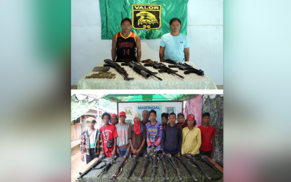 <p><strong>NPA SURRENDER</strong>. Sixteen New People’s Army rebels from Caraga and Northern Mindanao surrender to Philippine Army units in separate occasions in September 2024. The Army also recovered 28 high-powered firearms from the rebels and encounter sites.<em> (Photo courtesy of PH Army 4ID)</em></p>