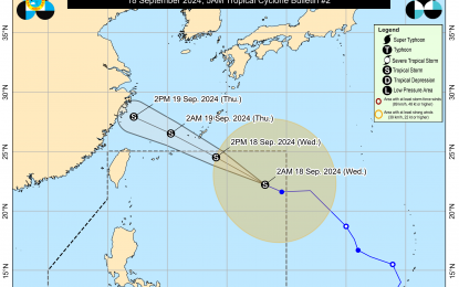 <p>Tropical Storm Gener track <em>(PAGASA-DOST)</em></p>