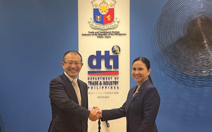 <p><strong>JAPANESE INVESTMENTS.</strong> Trade Acting Secretary Cristina Roque (left) with Itochu Corp. Executive Officer and Food Company President Shuichi Miyamoto during their meeting at the Philippine Embassy in Tokyo, Japan on Sept. 12, 2024. Roque met with executives from five Japanese firms during her official trip to Tokyo and Osaka. <em>(Courtesy of DTI)</em></p>