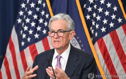 <p>US Federal Reserve Chairperson Jerome Powell holds a press conference in Washington on Sept. 18, 2024 in this photo released by AFP. <em>(Yonhap)</em></p>