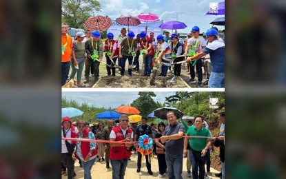 <p><strong>COMMUNITY PROJECTS</strong>. The Department of Social Welfare and Development (DSWD) officials hold ribbon cutting of a road project in Barangay San Jose, San Mariano, Isabela on Thursday (Sept. 19, 2024). The DSWD also holds a groundbreaking ceremony for two solar drying pavements in Barangay Asinga, Baggao, Cagayan on Sept. 18. <em>(Photo from DSWD)</em></p>