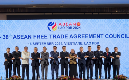 <p style="text-align: left;"><strong>ECONOMIC MINISTERS</strong>. Department of Trade and Industry (DTI) Undersecretary Ceferino Rodolfo (3rd from left) attends the opening of the 56th ASEAN Economic Ministers (AEM) Meeting and Related Meetings, together with the ASEAN Free Trade Area Council Ministers in Vientiane, Laos, on Sept. 16, 2024. Rodolfo pushed for the retention of special considerations for rice and sugar in the ATIGA review. <em>(Courtesy of DTI)</em></p>