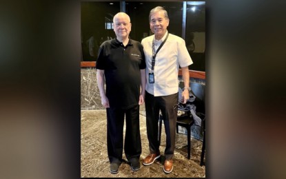 <p><strong>NNIC-CAAP COLLAB.</strong> Officials of the New NAIA Infra Corp. led by Ramon Ang (left) and the Civil Aviation Authority of the Philippines led by Director General Manuel Tamayo recently met to discuss possible collaborations. The CAAP on Monday (Sept. 23, 2024) said the NNIC would help them in upgrading the facilities and also support them in training manpower. <em>(Photo courtesy of CAAP)</em></p>