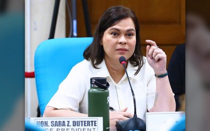 <p><strong>NO-SHOW.</strong> Vice President Sara Duterte faces lawmakers during the Committee on Appropriations hearing for the proposed 2025 budget of the Office of the Vice President at the House of Representatives in Quezon City on Aug. 27, 2024. Duterte did not attend the plenary debate on Monday (Sept. 23). <em>(PNA photo by Joan Bondoc)</em></p>