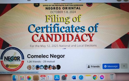 <p><em>(Screenshot from the official Facebook Page of the Commission on Elections in Negros Oriental)</em></p>