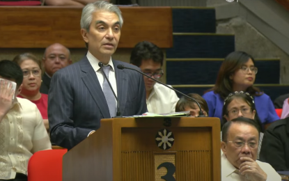 <p><strong>APPROVED</strong>. Navotas City Rep. and House Appropriations Committee vice chair Toby Tiangco sponsors the proposed PHP10.5-billion budget of the Office of the President for 2025 before the House plenary on Tuesday (Sept. 24, 2024). The House approved the budget after 33 minutes of interpellation. <em>(Screengrab)</em></p>