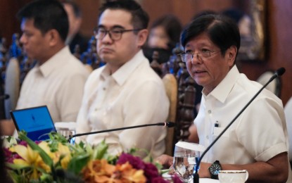 <p><strong>PALACE MEETING</strong>. President Ferdinand R. Marcos Jr. presides over a sectoral meeting on Managing Food and Non-food Inflation on Tuesday (Sept. 24, 2024) at the State Dining Room of the Malacañan Palace in Manila. The President, during the meeting, expressed confidence that rice prices would go down further, consistent with the current price trend of the staple in Southeast Asia.<em> (Presidential Photojournalists Association)</em></p>