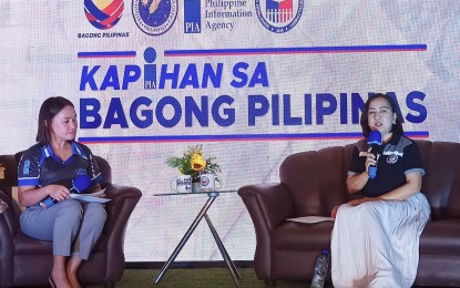 <p><strong>SECURING COMMUNITIES.</strong> DHSUD 13 (Caraga) Director Cristie Reyes (right) emphasizes the ongoing engagement with local government units (LGUs) for the approval of their Comprehensive Land Use Plans (CLUPs) during the Kapihan sa Bagong Pilipinas forum in Butuan City on Tuesday (Sept. 24, 2024). The agency is also collaborating with 18 LGUs for the pilot implementation of the Pambansang Pabahay Para sa Pilipino program.<em> (Photo courtesy of PIA-13)</em></p>