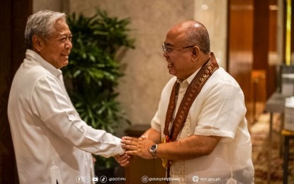 <p><strong>LTO FORUM.</strong> Transportation Secretary Jaime Bautista (left) with Land Transportation Office (LTO) Chief, Assistant Secretary Vigor Mendoza II, during the LTO Operations Forum at the Hyatt Regency Manila in Parañaque City on Thursday (Sept. 26, 2024). During the event, Bautista reminded LTO executives and other personnel that their agency's mandate is safer roads beyond law enforcement and revenue collection. <em>(Photo courtesy of DOTr)</em></p>