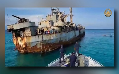 <p><strong>RESUPPLY MISSION.</strong> The Armed Forces of the Philippines and the Philippine Coast Guard resupplied the personnel manning the BRP Sierra Madre at Ayungin Shoal with essential supplies on Thursday (Sept. 26, 2024). The last resupply mission for the BRP Sierra Madre was on July 27, more than a month after the violent June 17 incident where the China Coast Guard blocked and boarded Filipino vessels on a mission to provide supply there. <em>(Screengrab from AFP video)</em></p>