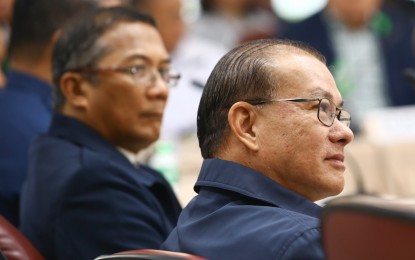 <p><strong>RESOURCE PERSONS.</strong> Retired Philippine National Police chiefs Benjamin Acorda Jr. (left) and Oscar Albayalde attend the House of Representatives quad committee hearing at the Batasang Pambansa Complex in Quezon City on Sept. 27, 2024. Lawmakers are investigating deaths related to the war on illegal drugs. <em>(PNA photo by Joan Bondoc)</em></p>